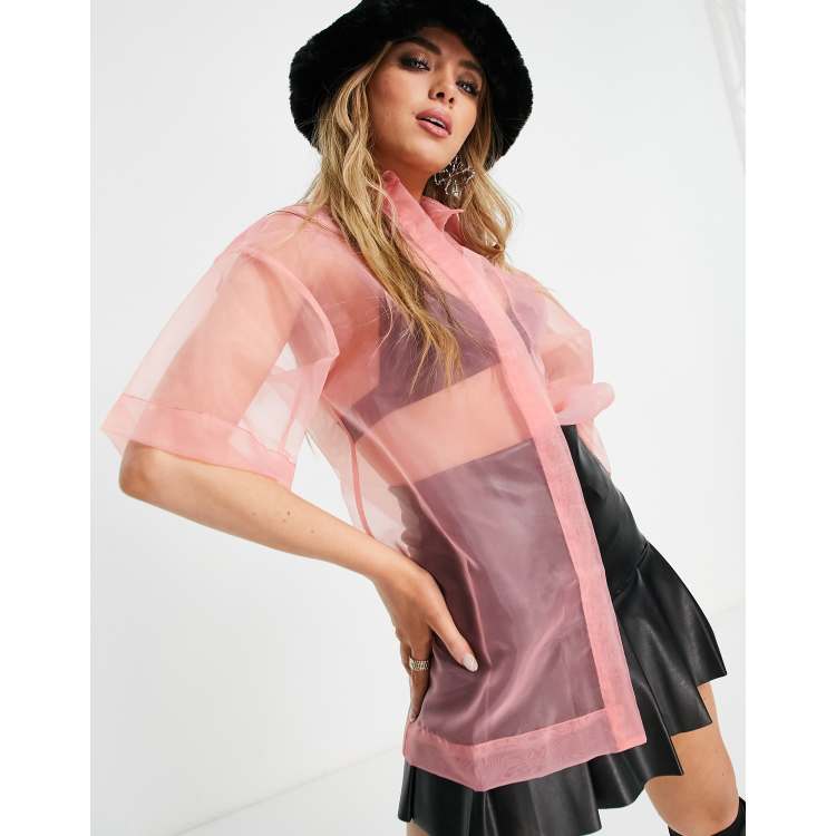 Pink sales organza shirt