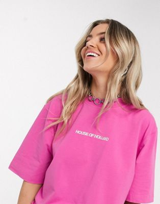 House Of Holland - Oversized t-shirt med broderet logo-Pink