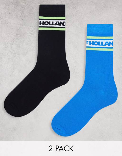House of Holland - Pakke med to par sokker i sort og blå