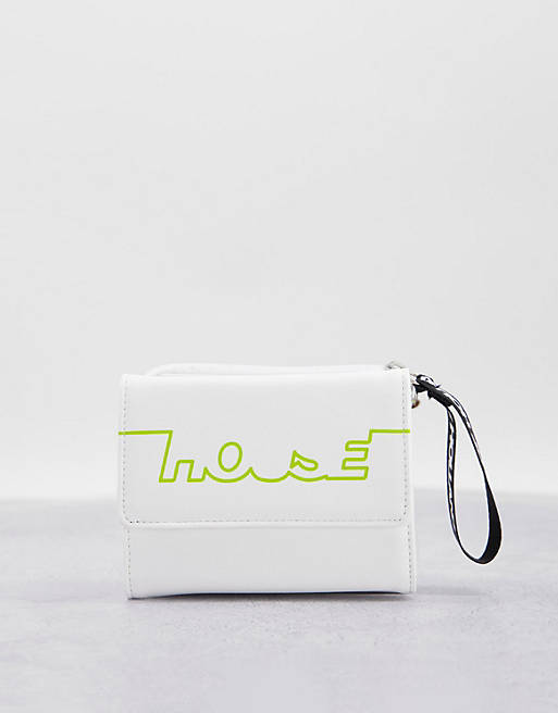 House of Holland purse bag with across body logo strap in white