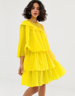 yellow frill dress