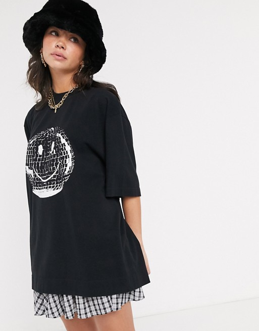 House Of Holland smile oversized t-shirt in black