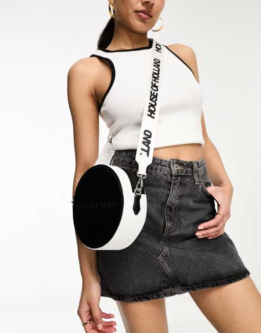 House of Holland - Sort og hvid rund crossbody-taske