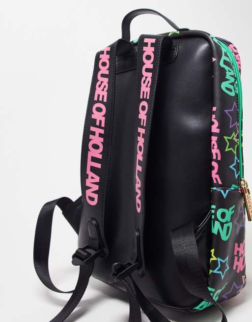 House of Holland Sort rygsæk med logo ASOS