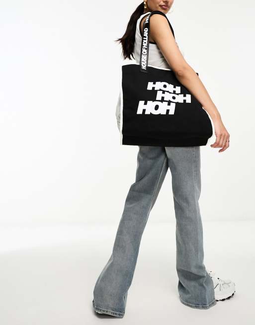 House of Holland - Stor sort tote med hvidt print