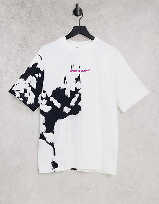House Of Holland two way cow print branded oversized t-shirt