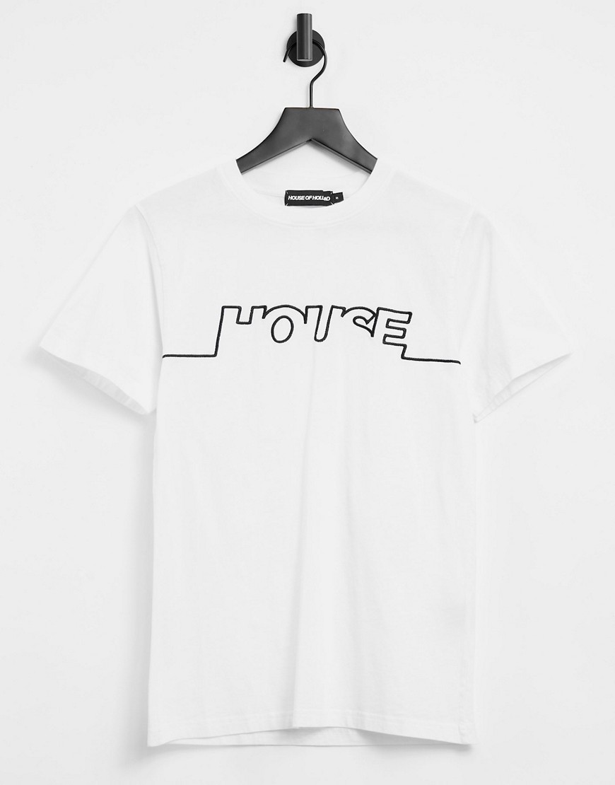 House of Holland – Vit t-shirt i jersey med logga framtill
