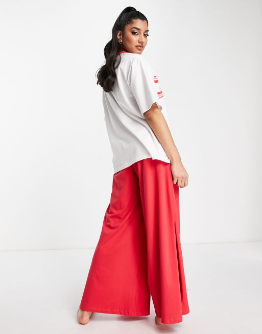 House of Holland wide leg lounge pants and t-shirt in black and red