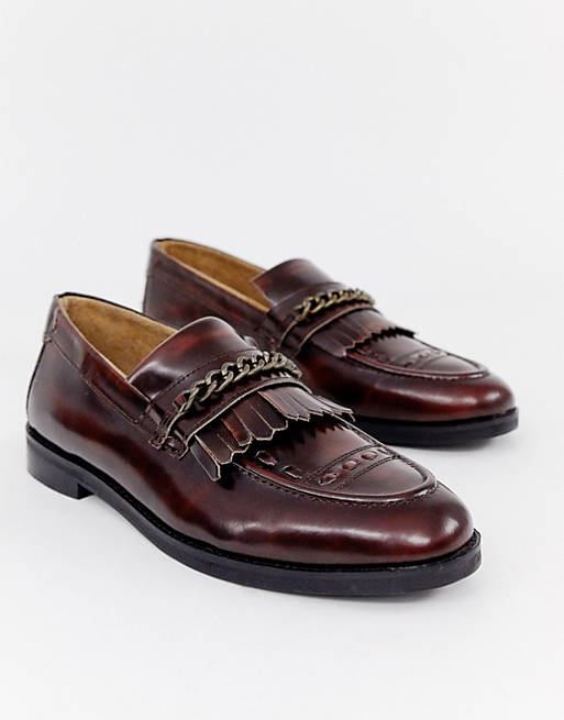 House Of Hounds Archer chain loafers in burgundy | ASOS
