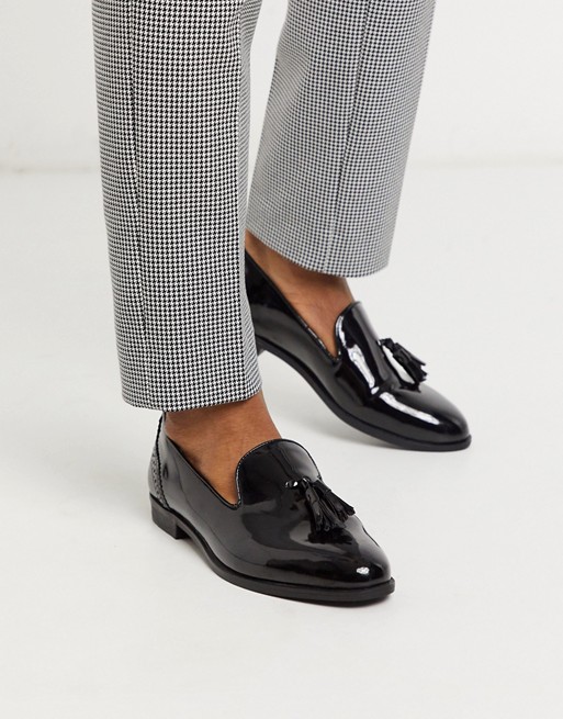 House of Hounds arrow tassel loafers in black patent