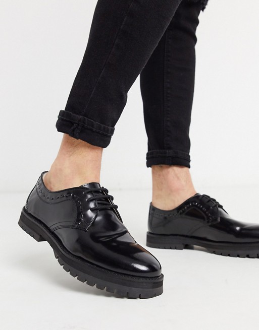 House of Hounds creed derby shoes in black hi shine