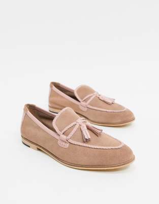 pink suede loafers