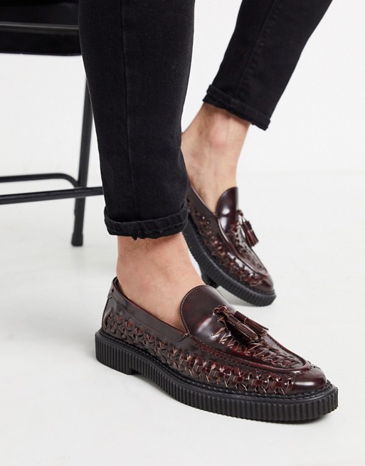 House of Hounds orion woven loafers in Burgundy leather