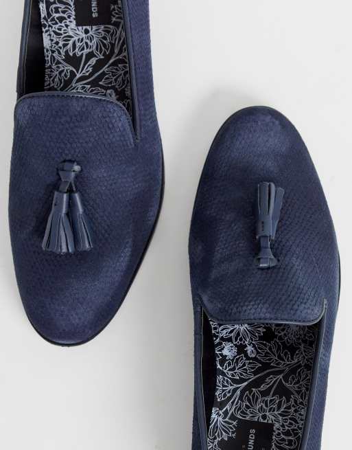 House of Hounds pointer loafers in navy embossed suede | ASOS display picture 3
