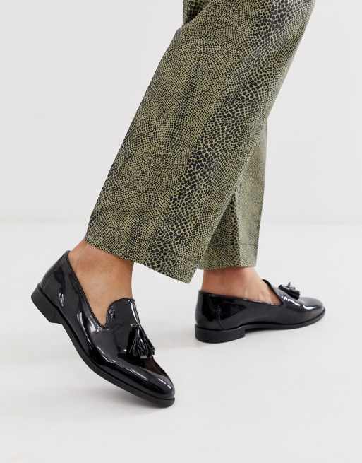 House of Hounds - Pointer loafers met brede pasvorm in zwart lakleer