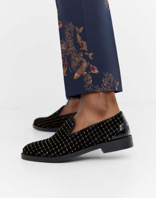 black loafers with gold
