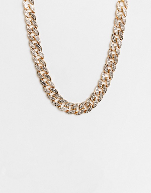 House of Pascal Curb diamante chain choker in gold