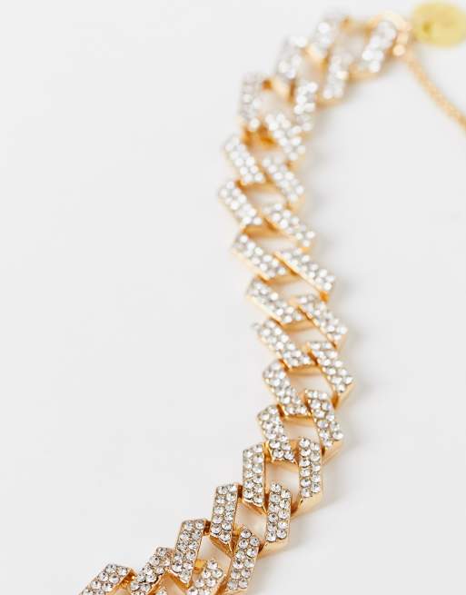 House of Pascal diamante chain adjustable bracelet in gold, 4 of 4