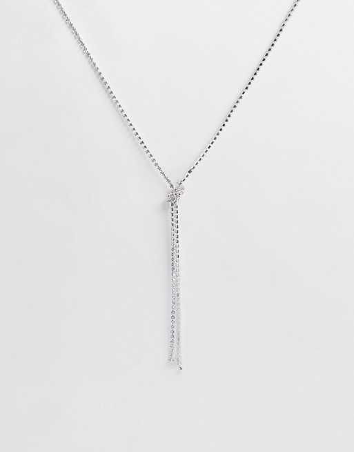 House of Pascal Drop it like it's hot diamante y-drop necklace in silver
