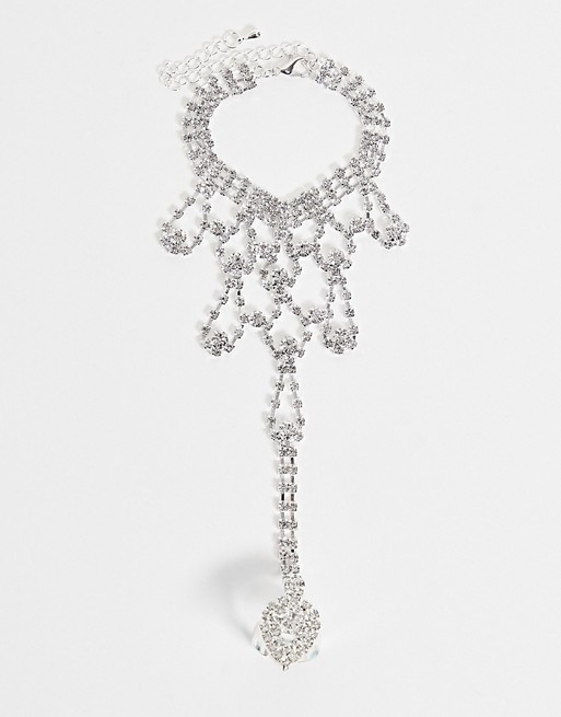 House of Pascal Heaven diamante hand chain in silver