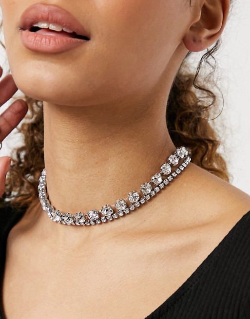 House of Pascal Icy diamante choker in silver