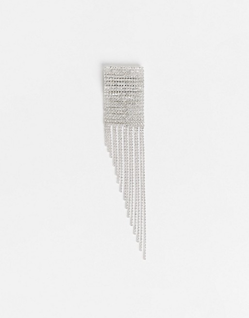 House of Pascal Pipe dreams diamante drop cuff bracelet in silver