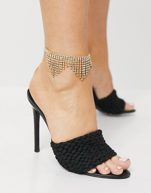 House of Pascal Shimmer diamante fringe ankle in gold