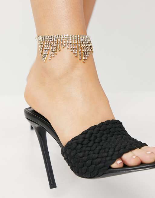 House of Pascal Shimmer diamante fringe ankle in gold, 4 of 4