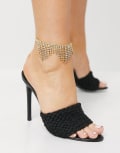 [House of Pascal] House of Pascal Shimmer diamante fringe anklet in gold tone No Size Gold