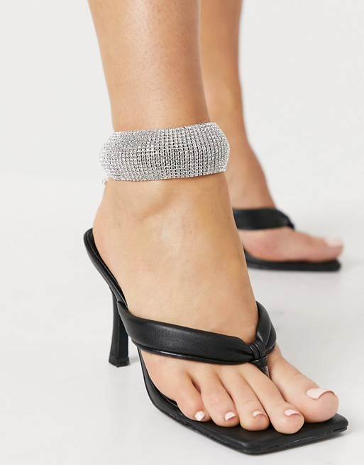 House of Pascal Shine diamante cuff anklet in silver