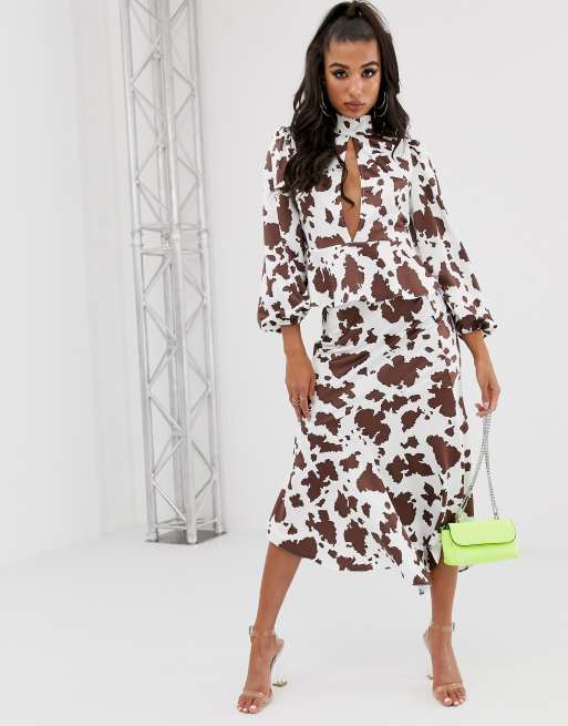 Cow print ruffle skirt sale