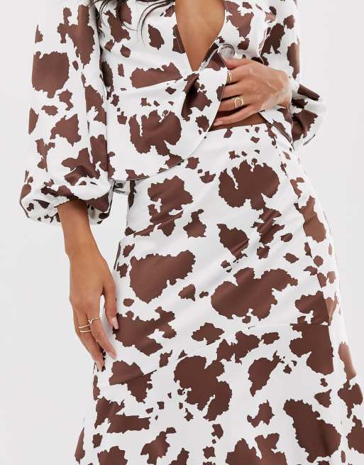 Cow print ruffle outlet skirt