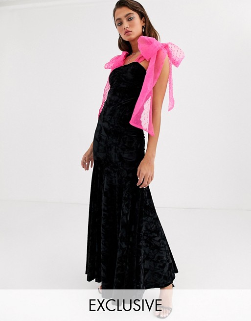 House Of Stars maxi fishtail dress with organza cross over straps