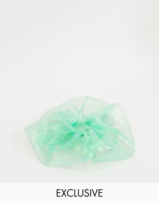 House Of Stars oversized hair scrunchie in mint organza