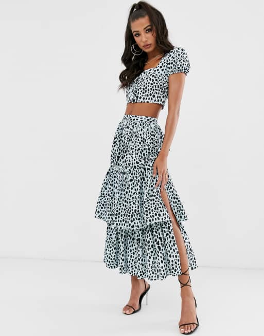 Tiered ruffle 2024 skirt midi