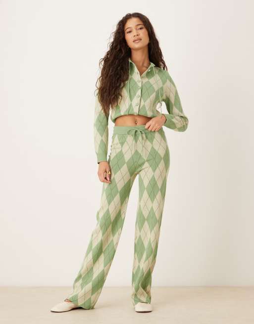 House of Sunny Argyle co-ord lounge cardigan in matcha green | ASOS