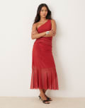 [House of Sunny] House of Sunny asymmetric ruffle polka dot midi dress in red 6 RED