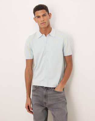 House Of Sunny Button Down Knit Polo In Blue