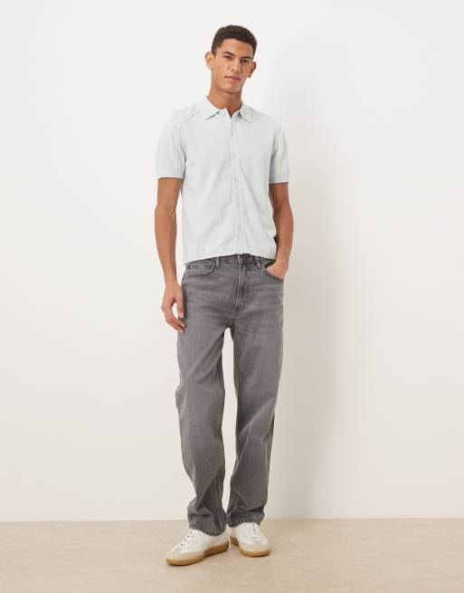 House of Sunny button down knitted polo in sky blue, 2 of 5