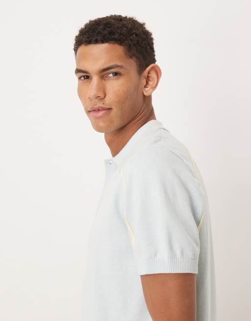 House of Sunny button down knitted polo in sky blue, 4 of 5