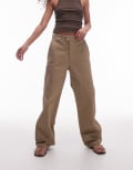 [House of Sunny] House of Sunny canvas worker wide leg pants in clay-Brown S Clay
