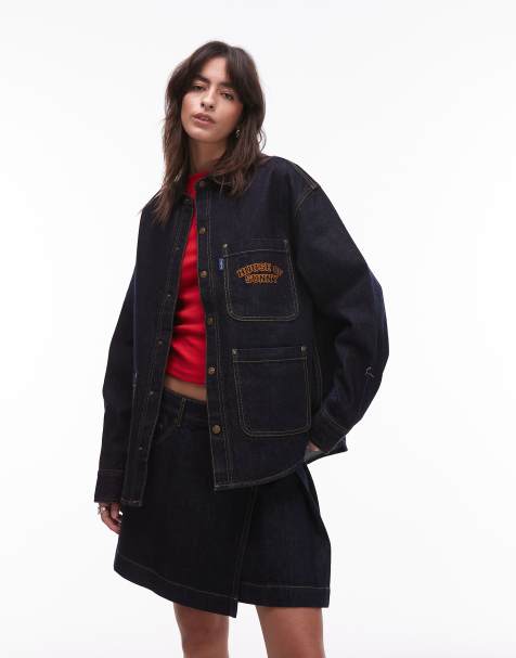 House of Sunny chainstitch cord collar denim shirt in indigo - view 1