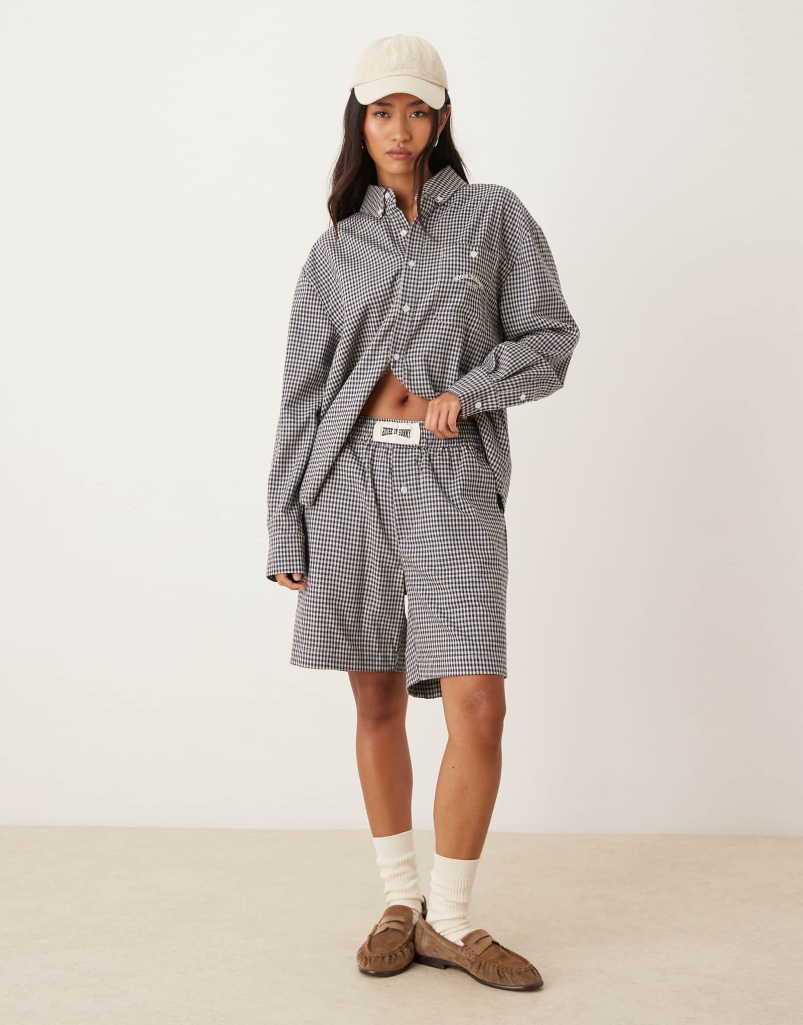 Шорты для отдыха House of Sunny в клетку темно-синего цвета - часть комплекта