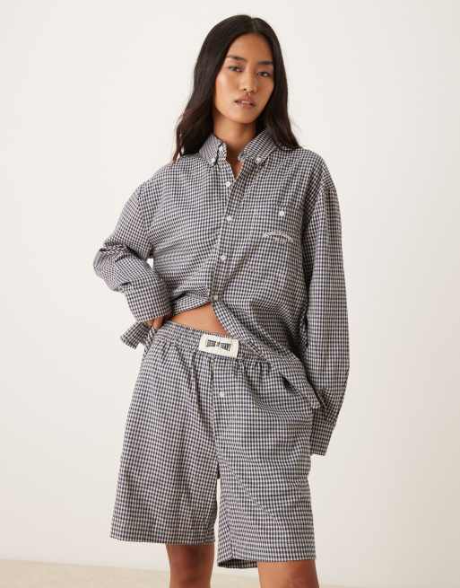 House of Sunny check lounge fit shorts in navy - part of a