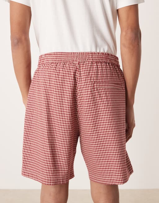 House of Sunny classic lounge box fit shorts in ruby check, 5 of 5