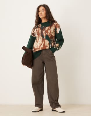 House Of Sunny Classic Wild Horses Sweater In Green