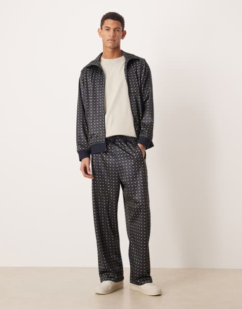 House of Sunny co-ord the benny geo printed tracksuit bottom in navy - view 1