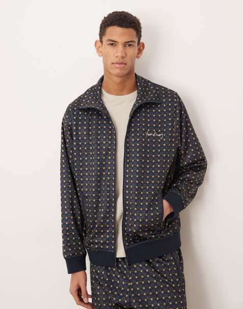 House of Sunny co-ord the benny tracksuit geo printed jacket in navy - view 1