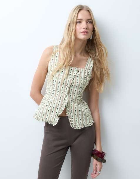 House of Sunny co-ord vintage rose co-ord top in oat 