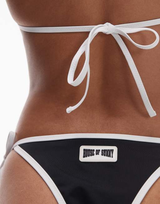 House of Sunny contrast high-leg bikini set in black, 2 of 4